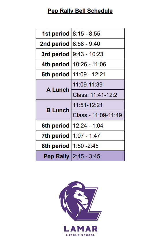 Pep Rally Bell Schedule
